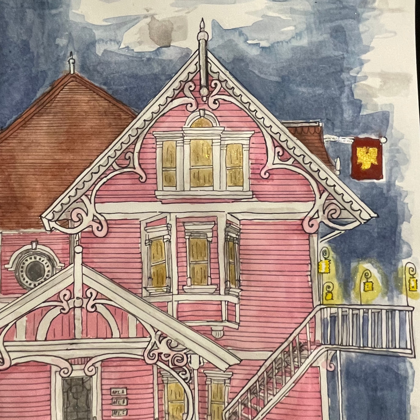Coraline Other Mothers Pink palace Original. 11.7 x 16.5 inch