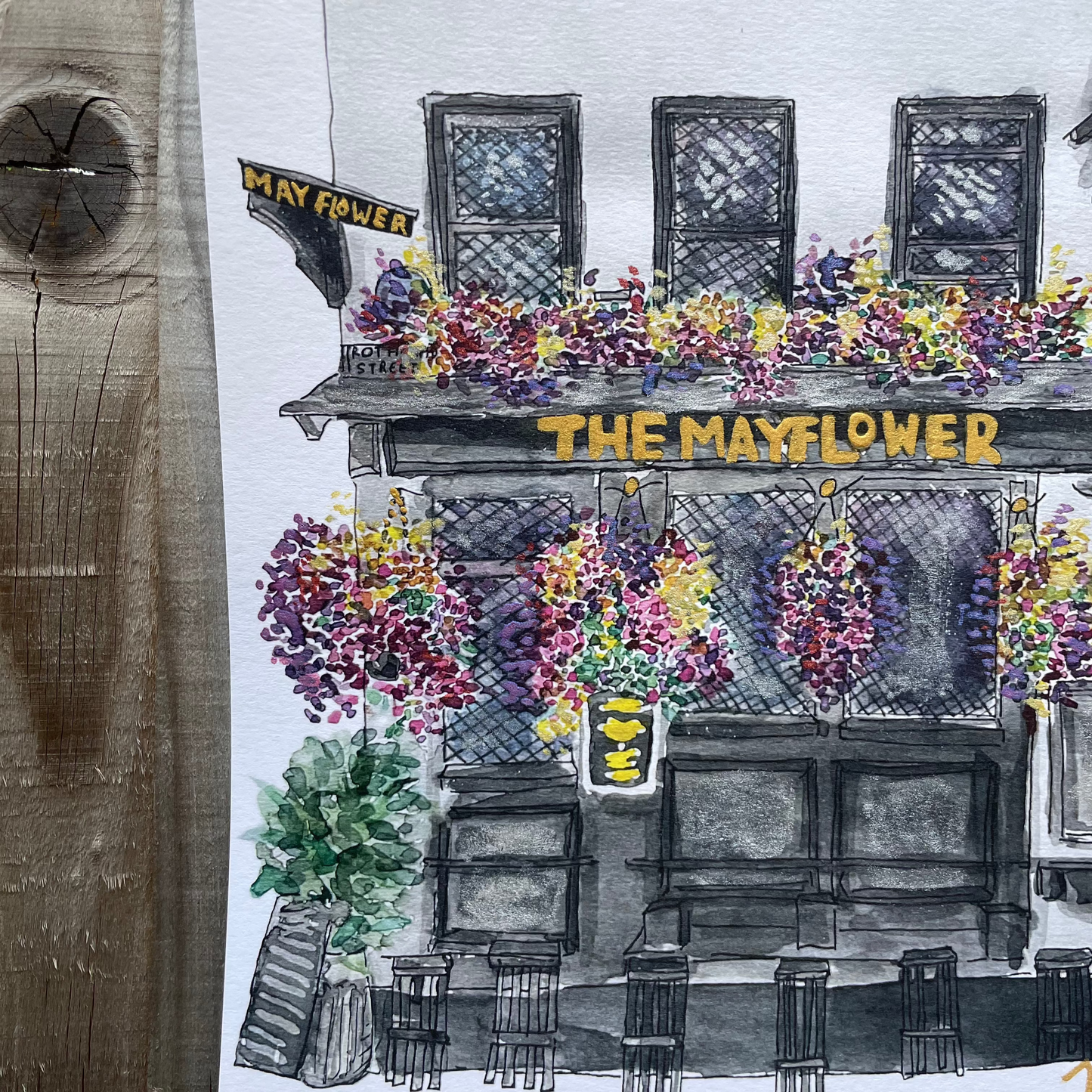 The Mayflower Pub print, 8.3 x 11.7 in