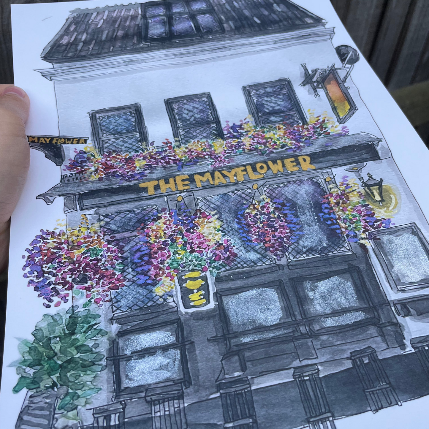 The Mayflower Pub print, 8.3 x 11.7 in