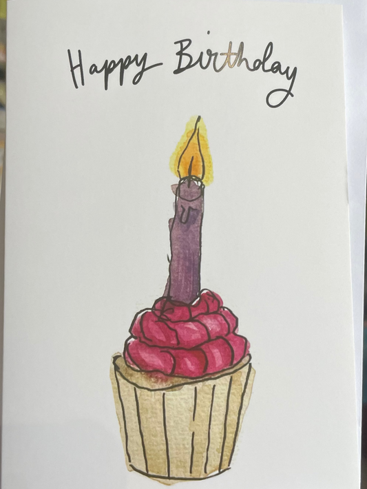 1 candle Birthday Cake card