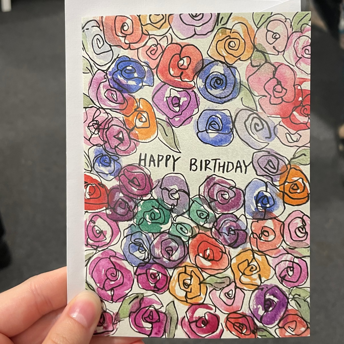 floral happy birthday card