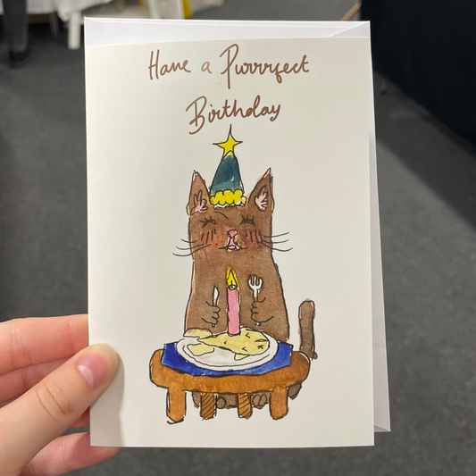 cat happy birthday card