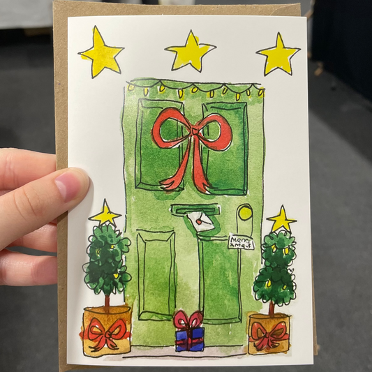 Christmas card green door