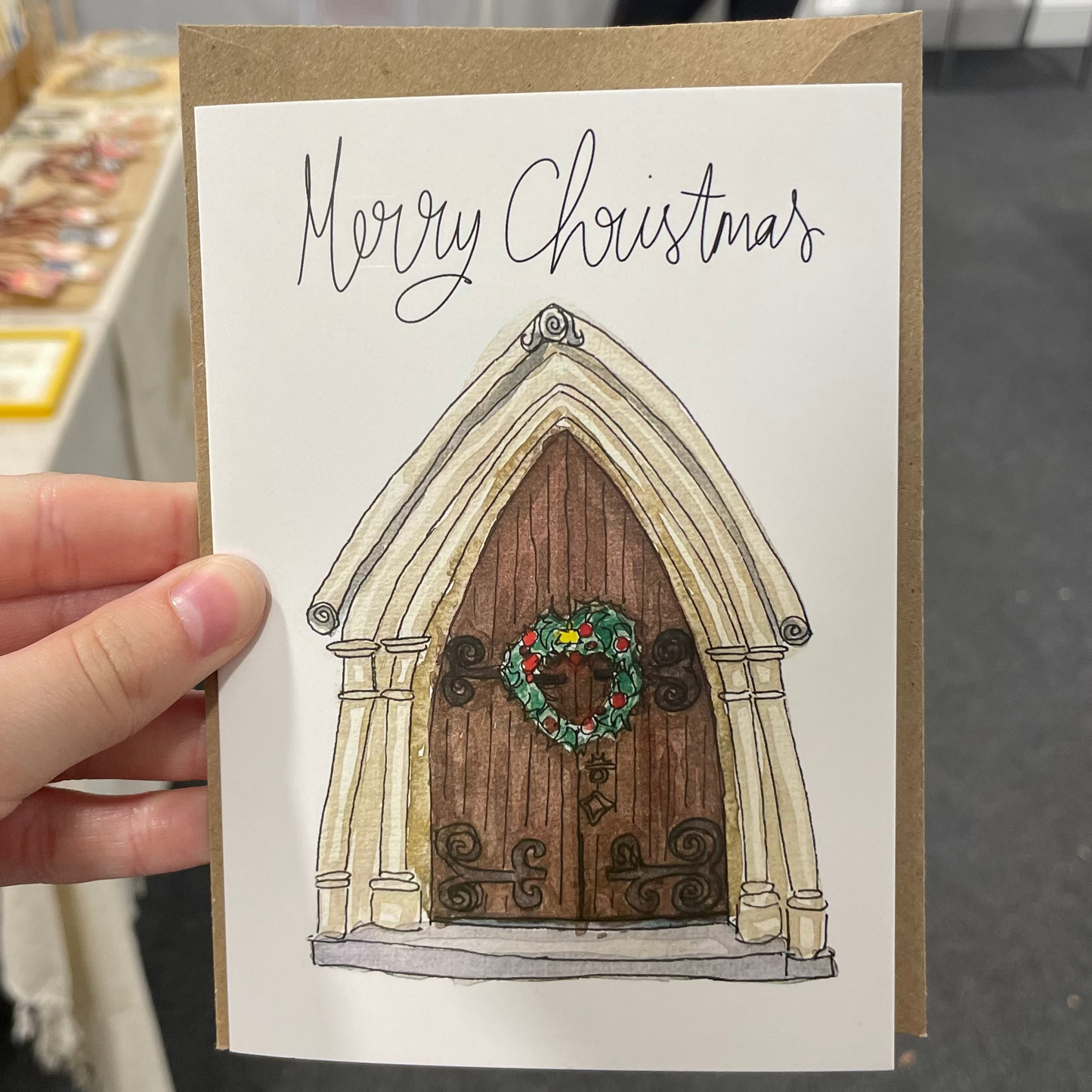 Christmas card Church door