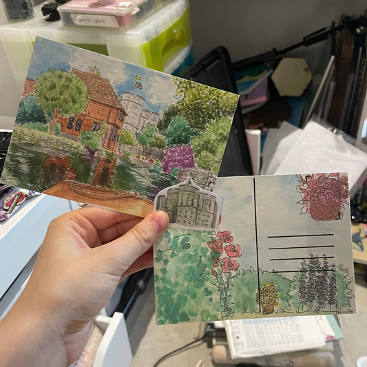 catch-up July postcard and sticker
