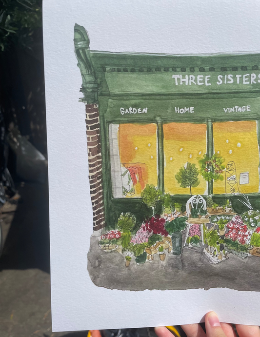 Three Sisters Flower Shop Print 11.8 x 11.8 inch / 30cm x 30cm