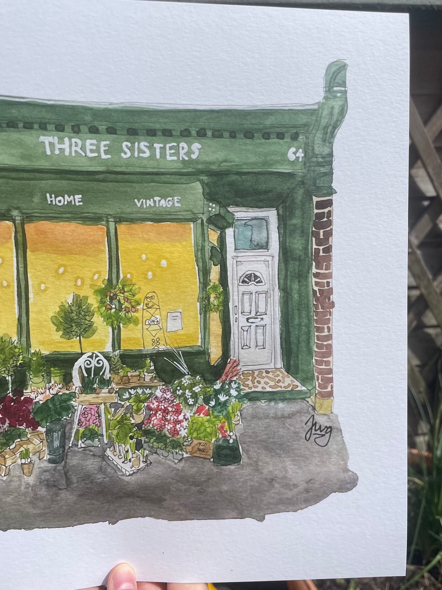 Three Sisters Flower Shop Print 11.8 x 11.8 inch / 30cm x 30cm