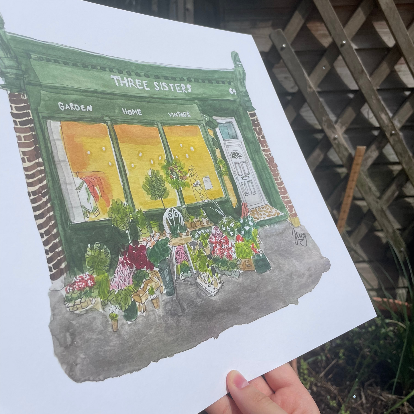 Three Sisters Flower Shop Print 11.8 x 11.8 inch / 30cm x 30cm