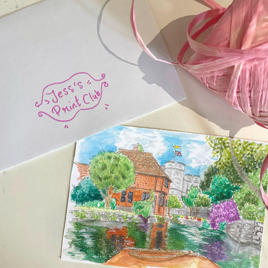 catch-up July postcard and sticker