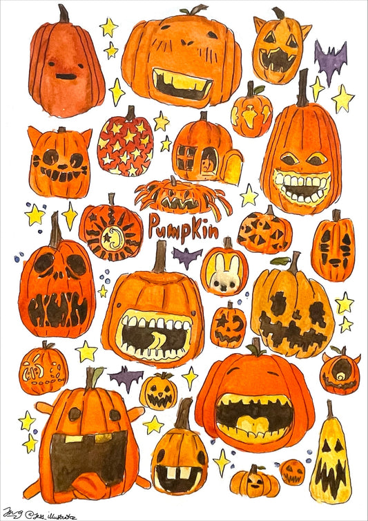 Pumpkin Illustration Collage print